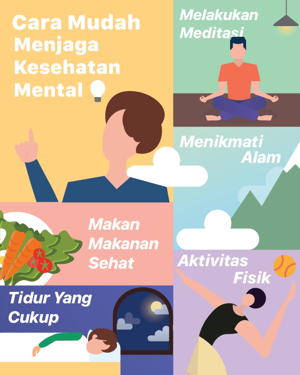 You are currently viewing Poster Cara Mudah Menjaga Kesehatan Mental karya Elesepta Zaneta Tuzzuhrah